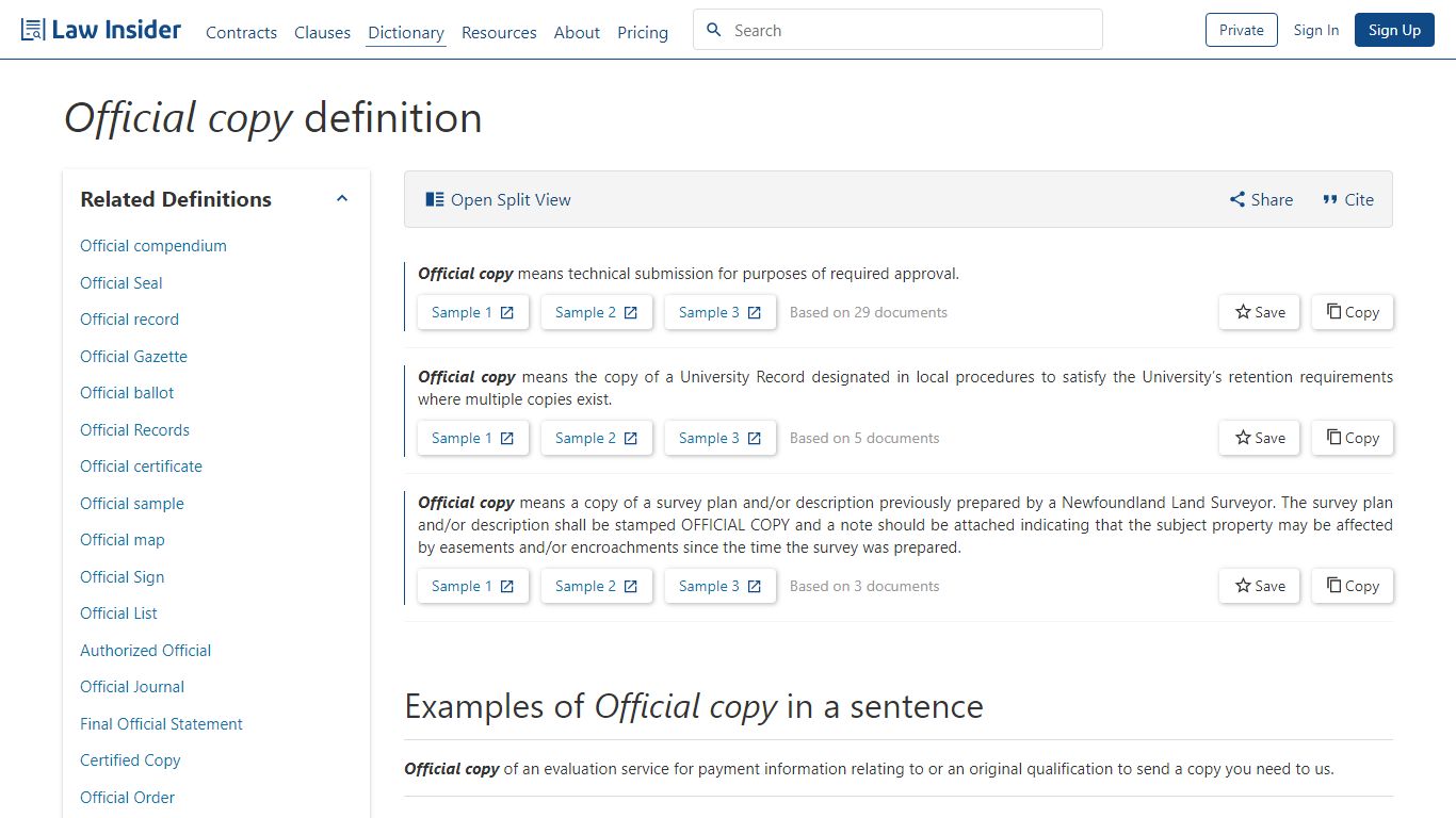 Official copy Definition | Law Insider