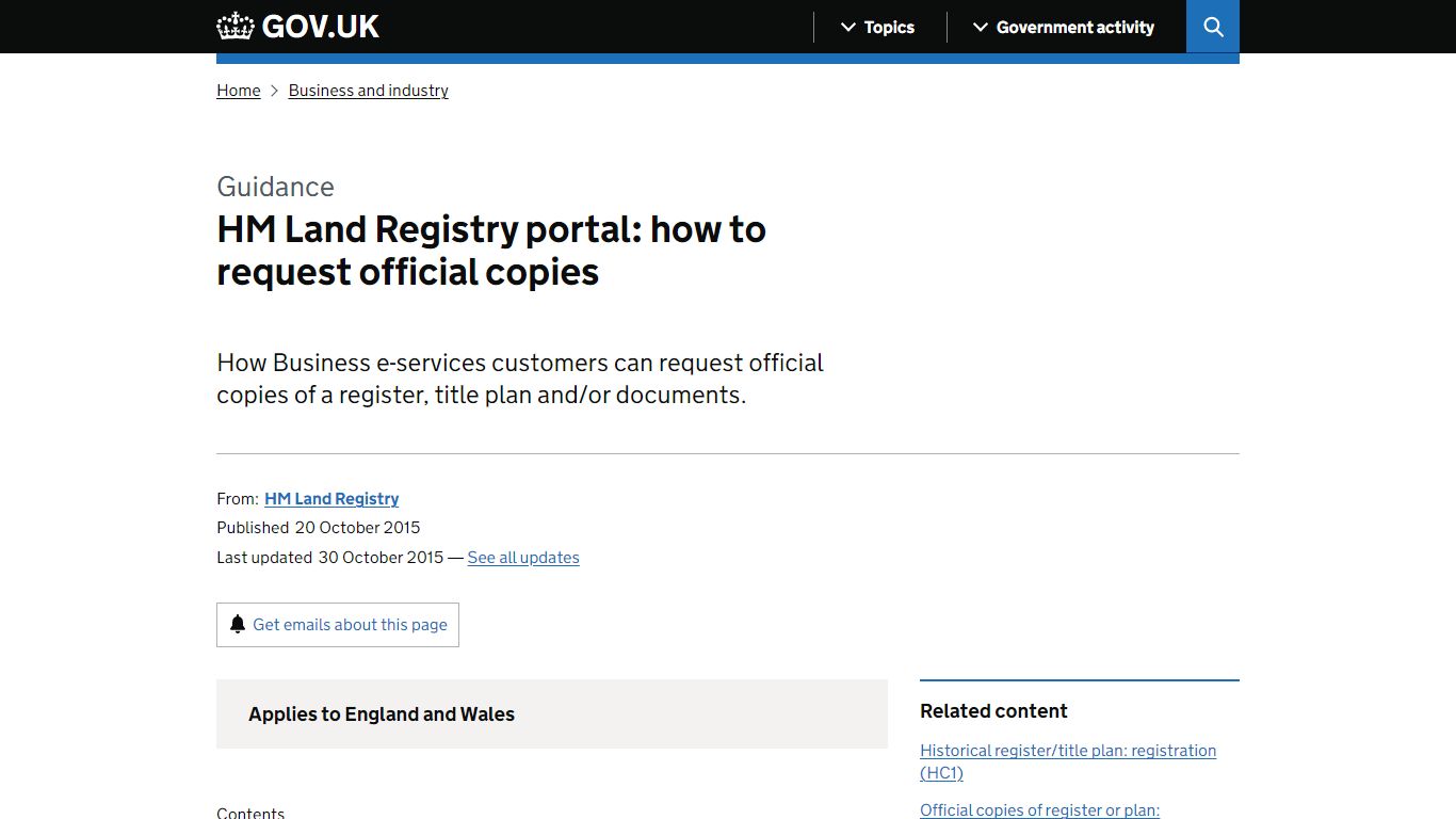 HM Land Registry portal: how to request official copies